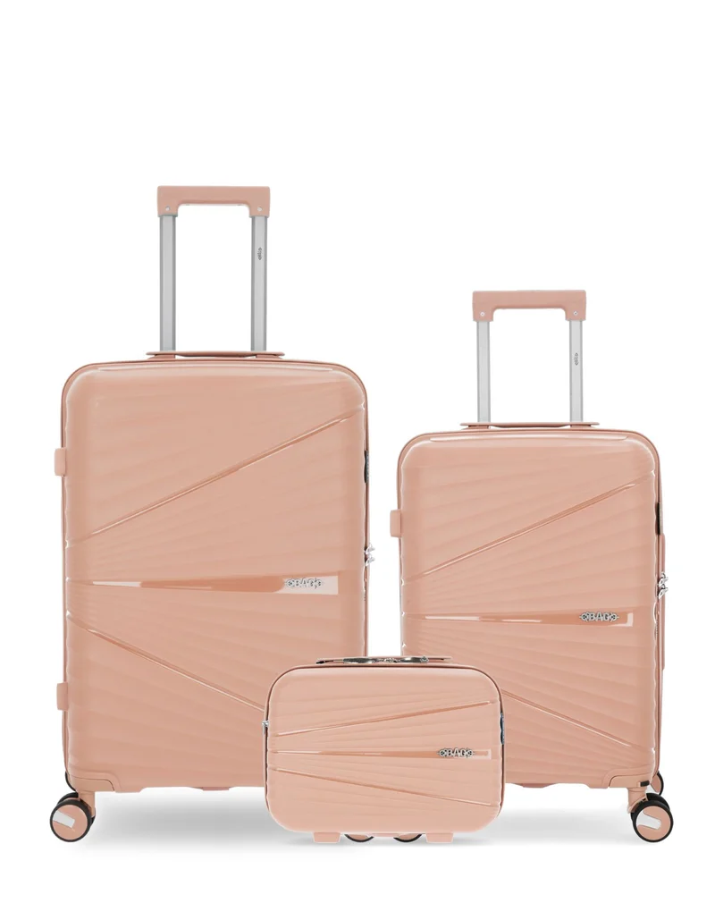 Lot de 3 Valises Rigides Taille Moyenne, Cabine et Grand Vanity VELA