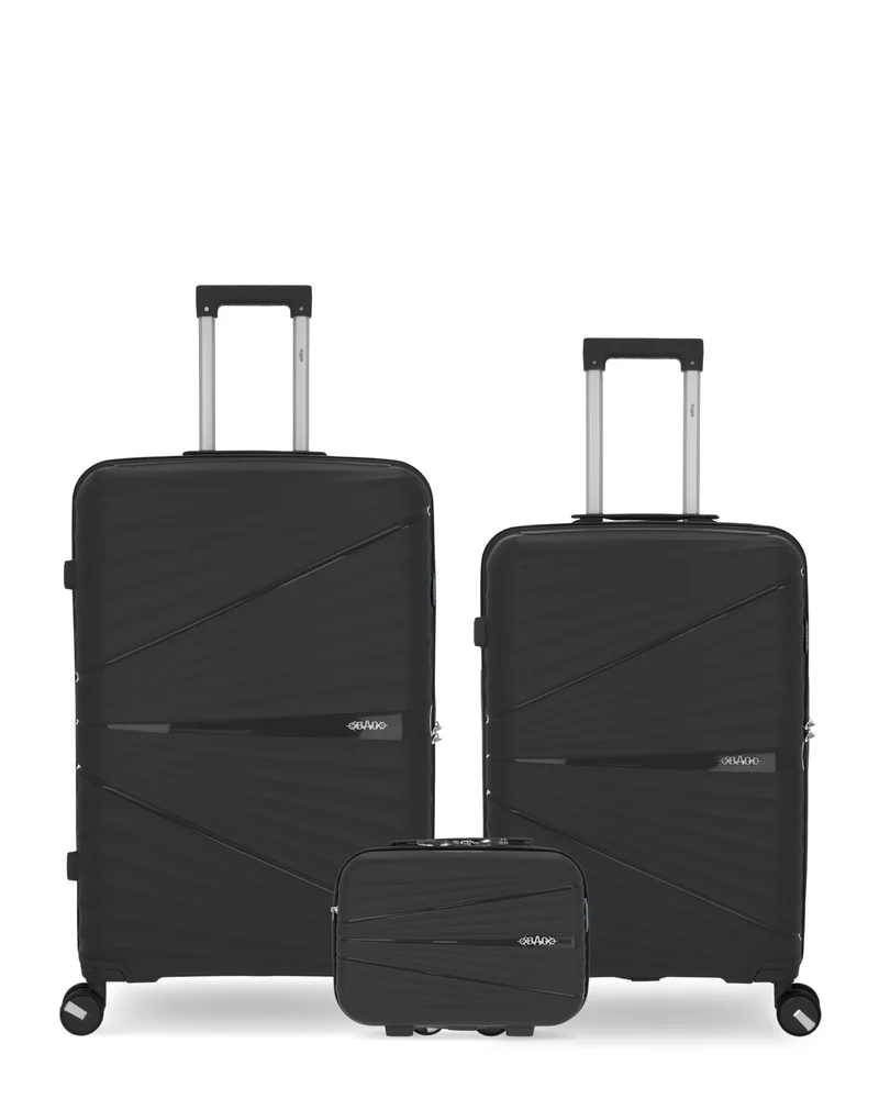 Lot de 3 Valises Rigides Grand Format, Taille Moyenne et Grand Vanity VELA