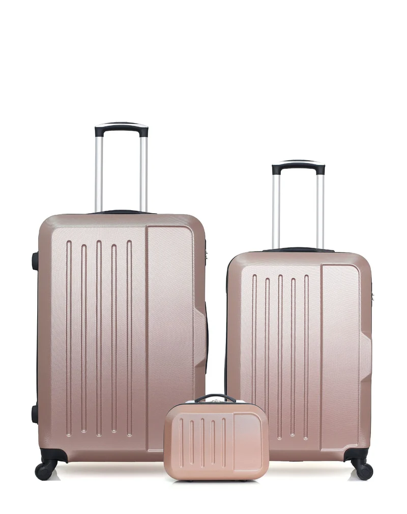 Lot de 3 Valises Rigides Grand Format, Taille Moyenne et Vanity VESUVIO