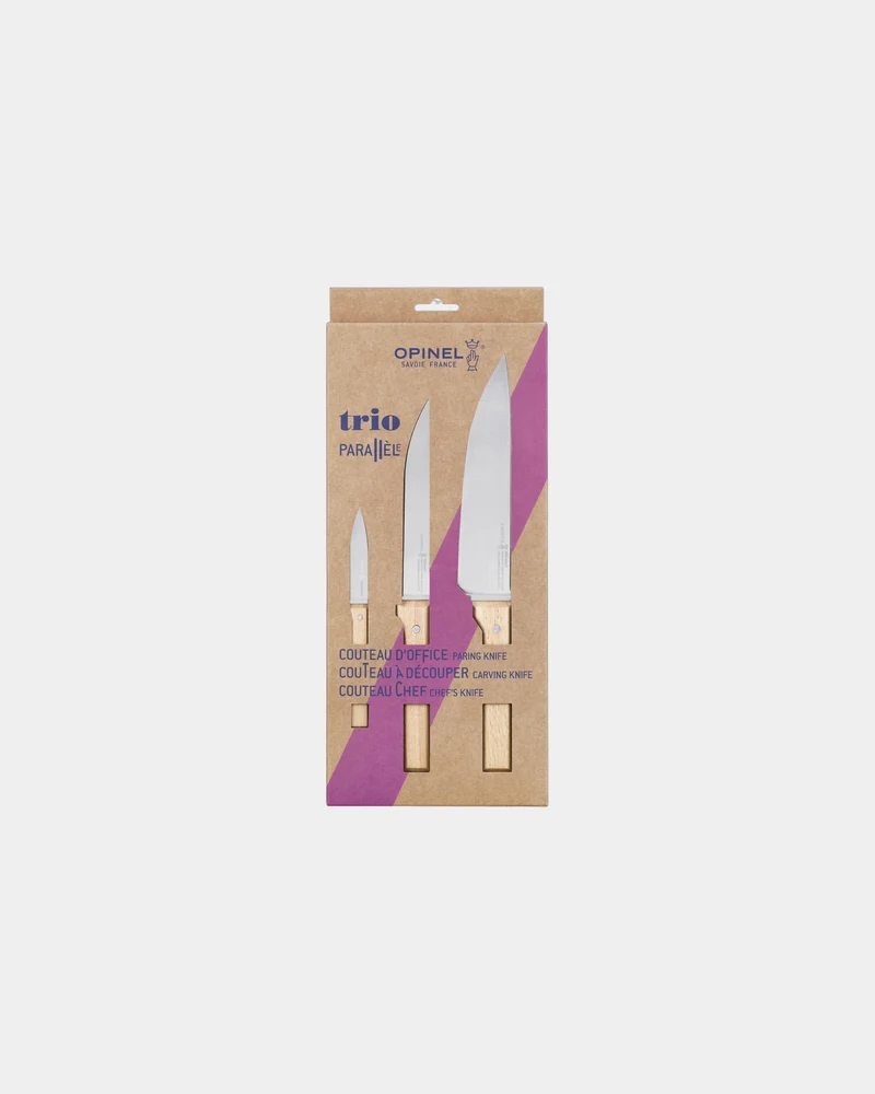 Coffret Trio Parallèle acier inoxydable Opinel à personnaliser