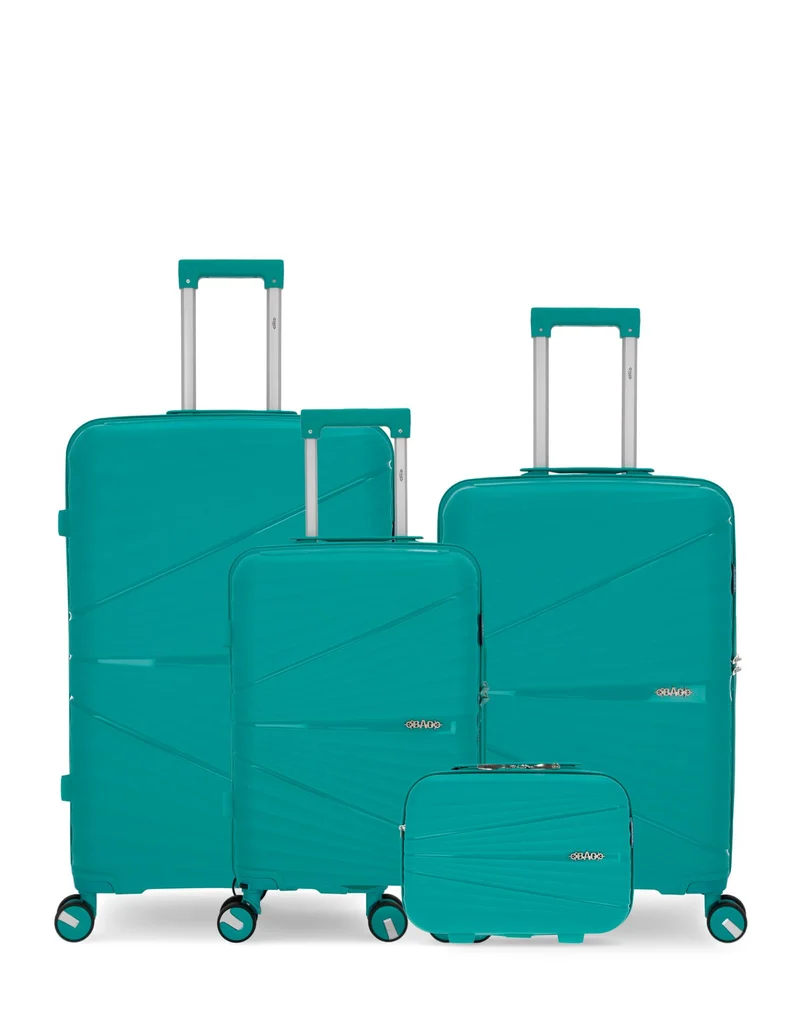 Lot de 4 Valises Rigides Grand Format, Taille Moyenne, Cabine et Grand Vanity VELA