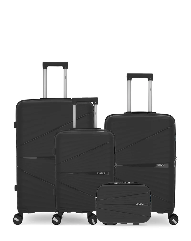 Lot de 4 Valises Rigides Grand Format, Taille Moyenne, Cabine et Grand Vanity VELA
