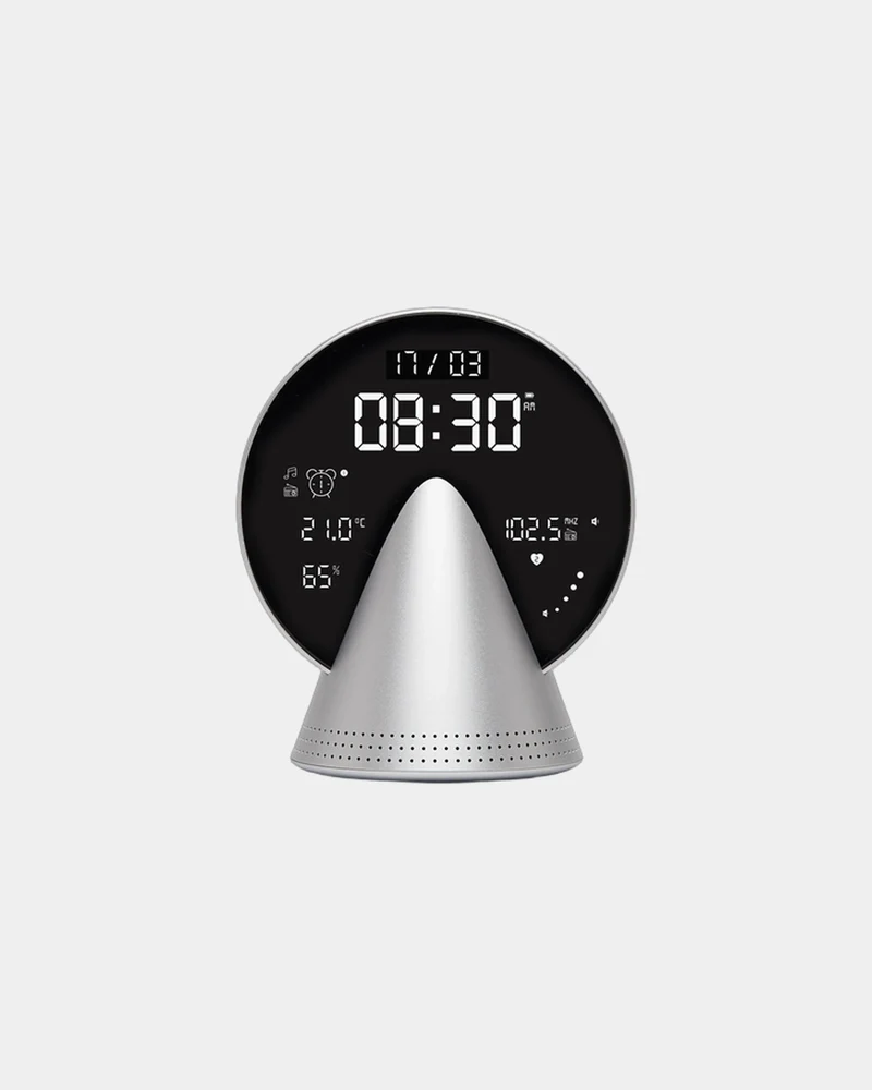 Radio-réveil Bluetooth aluminium Lexon Conic à personnaliser