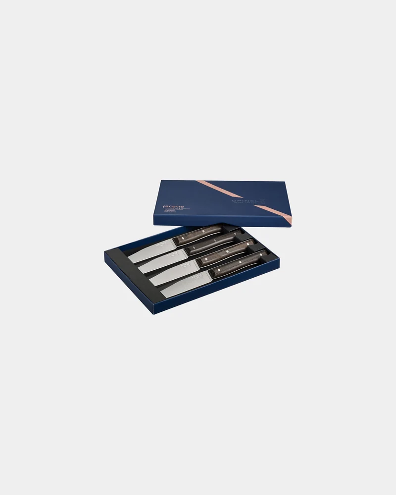 Coffret de 4 couteaux de table Facette Frêne Opinel à personnaliser