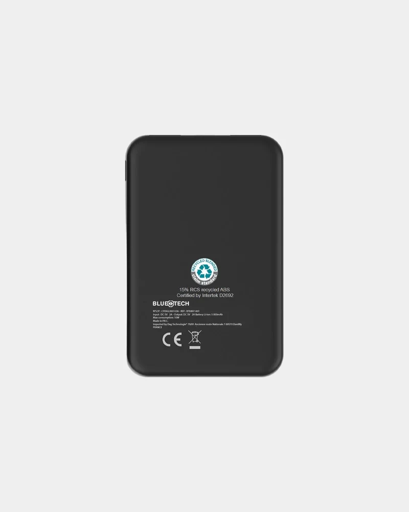 Batterie de secours ABS recyclé 10 000mAh Bluetech à personnaliser