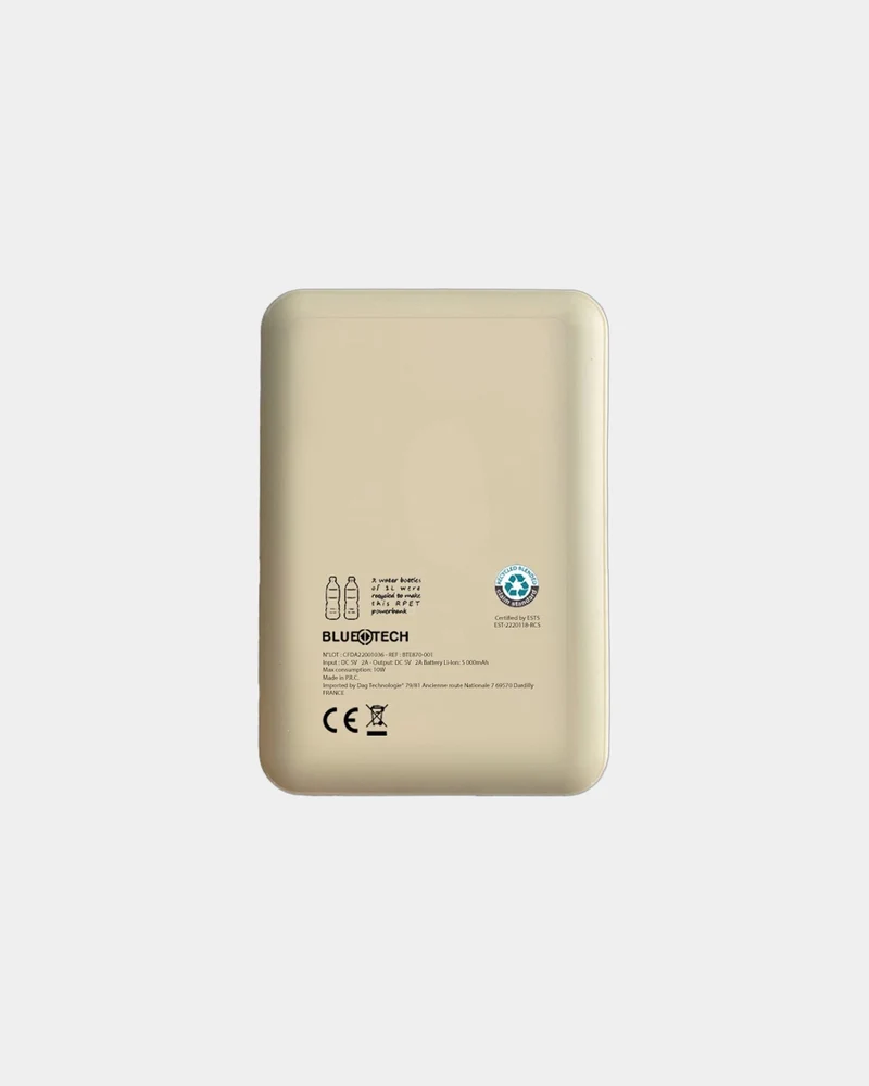 Batterie de secours RPET & chanvre organique 5 000mAh à personnaliser