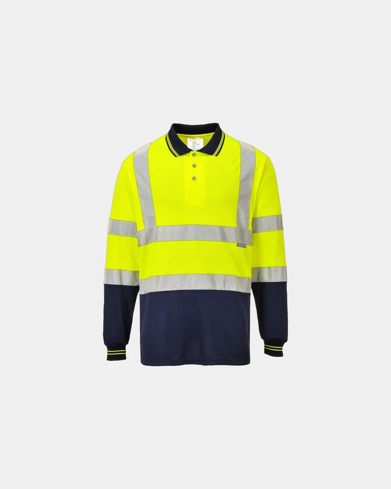 Polo bicolore manches longues à personnaliser
