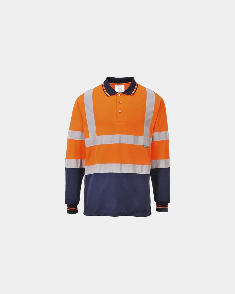 Polo bicolore manches longues à personnaliser