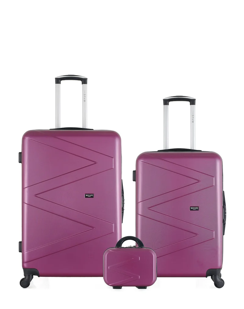 Lot de 3 Valises Rigides Grand Format, Taille Moyenne et Vanity AMAZONE