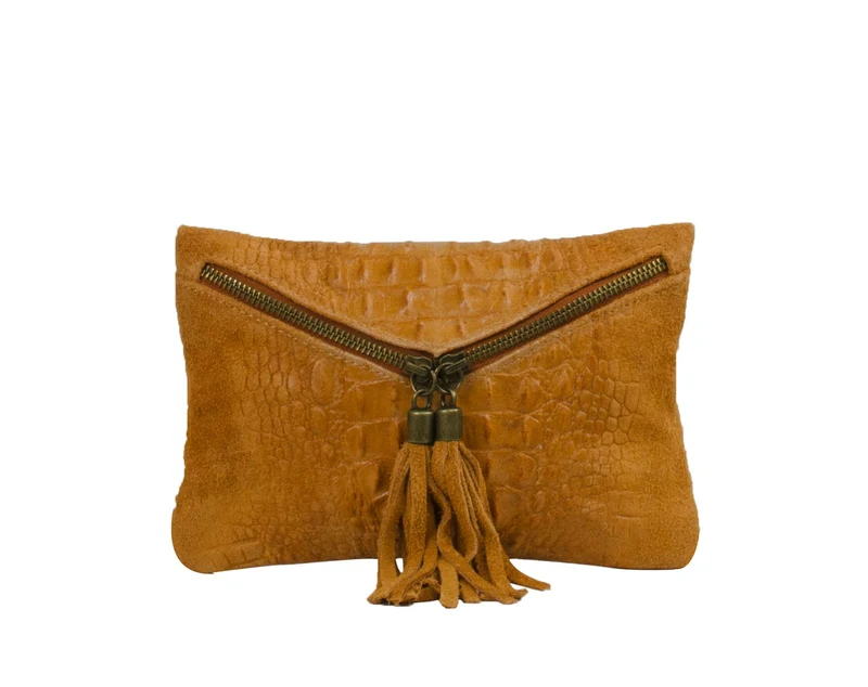 Pochette en cuir nubuck imprimé LADY