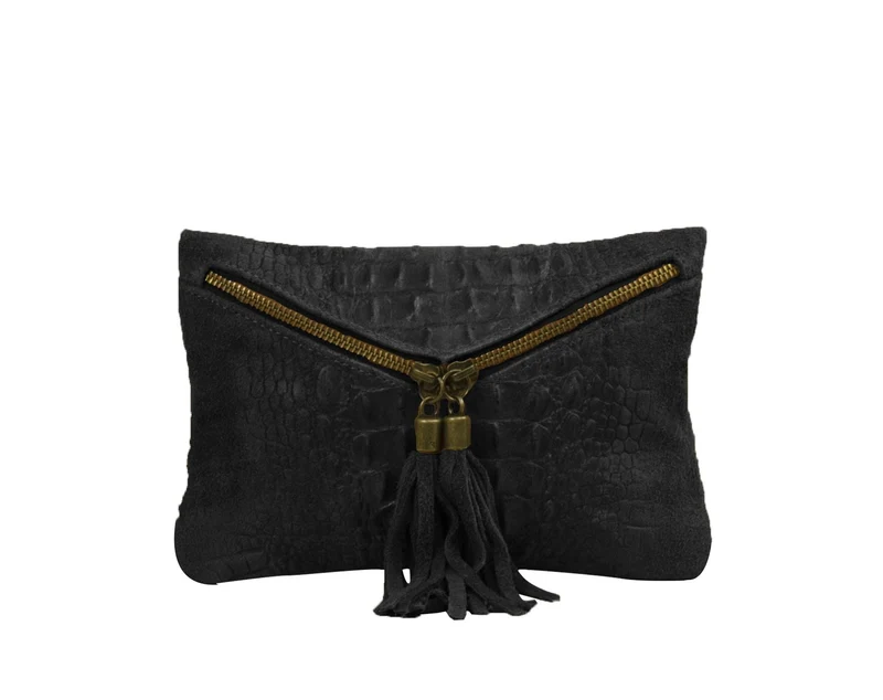 Pochette en cuir nubuck imprimé LADY