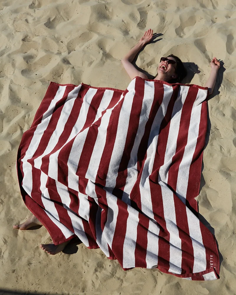 Serviette de plage XXL 170x170 Rayures Riviera à personnaliser