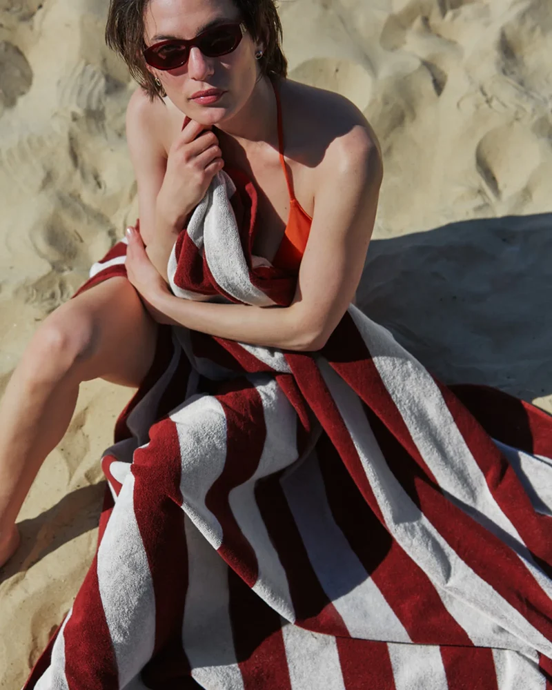 Serviette de plage XXL 170x170 Rayures Riviera à personnaliser