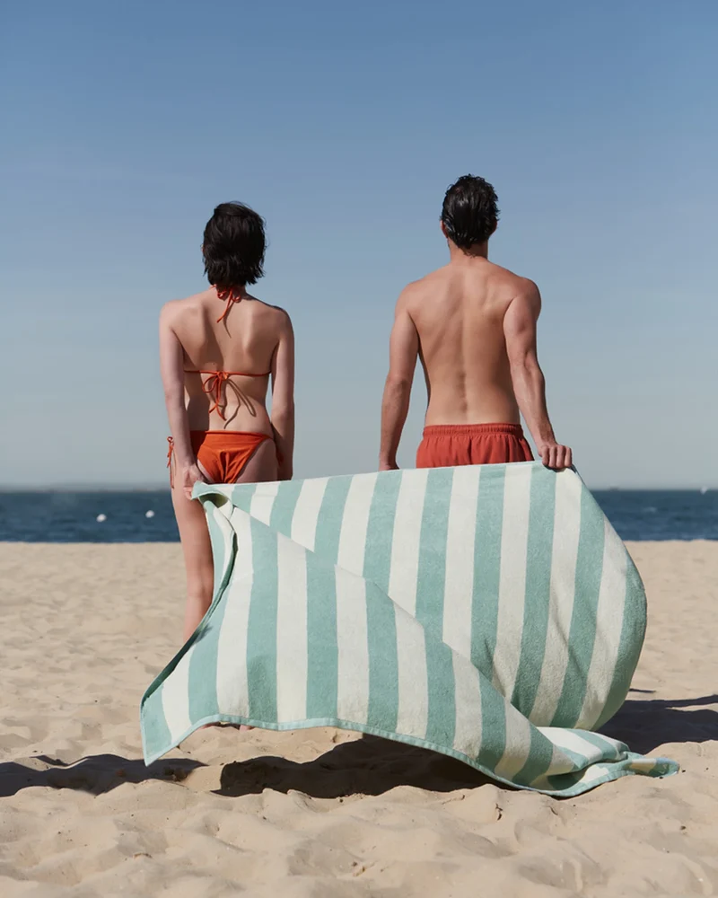 Serviette de plage XXL 170x170 Rayures Riviera à personnaliser