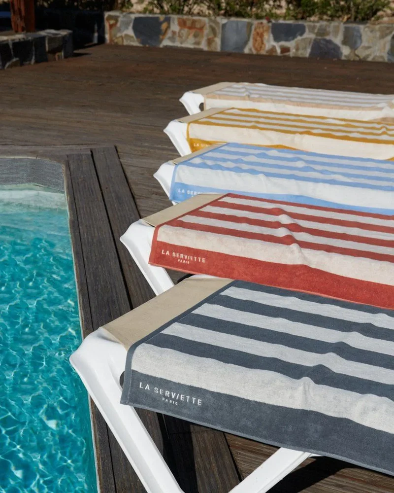 Serviette de plage 90x170 Rayures Riviera La Serviette Paris à personnaliser
