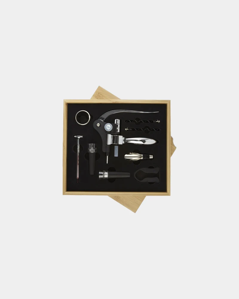 Coffret à vin 9 pièces en bambou à personnaliser