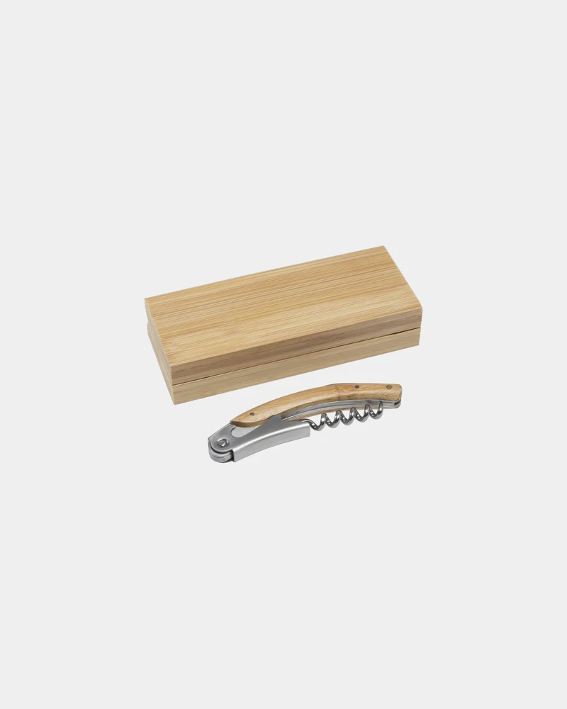 Sommelier inox avec poignée en bambou à personnaliser
