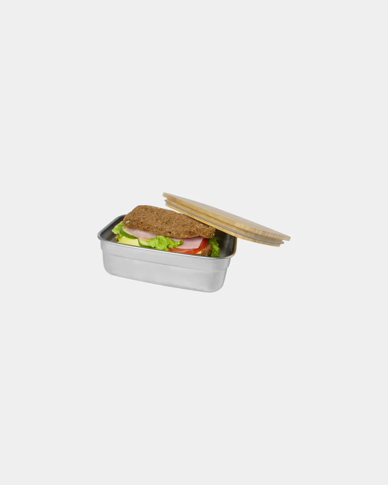 Boîte repas inox 700 ml avec couvercle en bambou à personnaliser