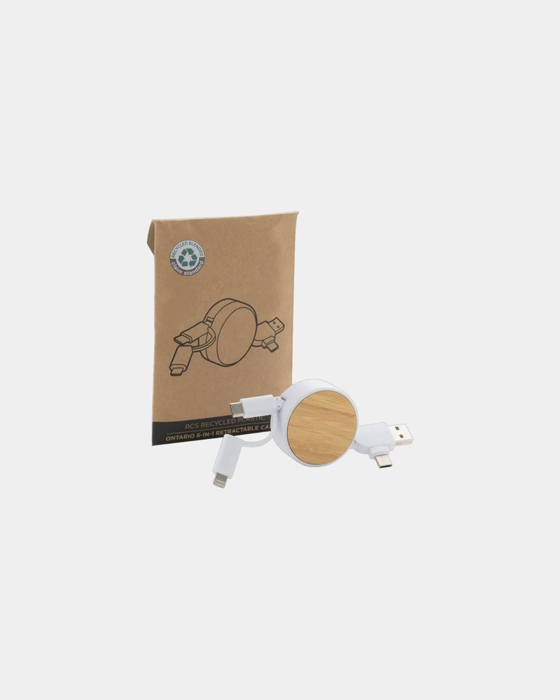 Câble rétractable en plastique recyclé 100cm à personnaliser