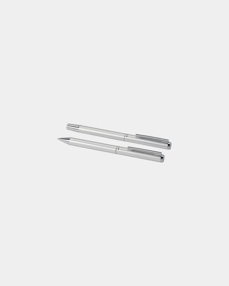 Ensemble-cadeau stylo bille et roller aluminium recyclé à personnaliser