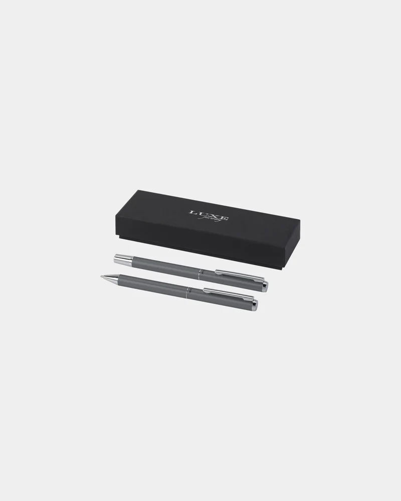 Ensemble-cadeau stylo bille et roller aluminium recyclé à personnaliser