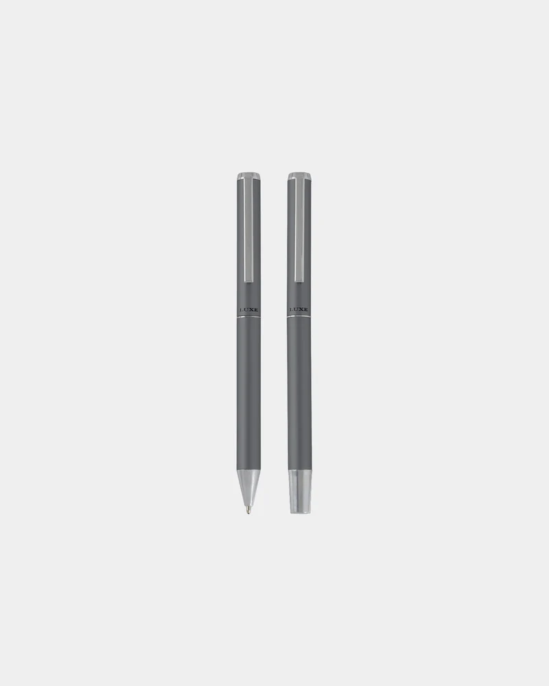 Ensemble-cadeau stylo bille et roller aluminium recyclé à personnaliser