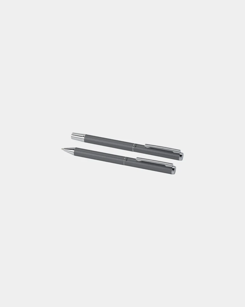 Ensemble-cadeau stylo bille et roller aluminium recyclé à personnaliser