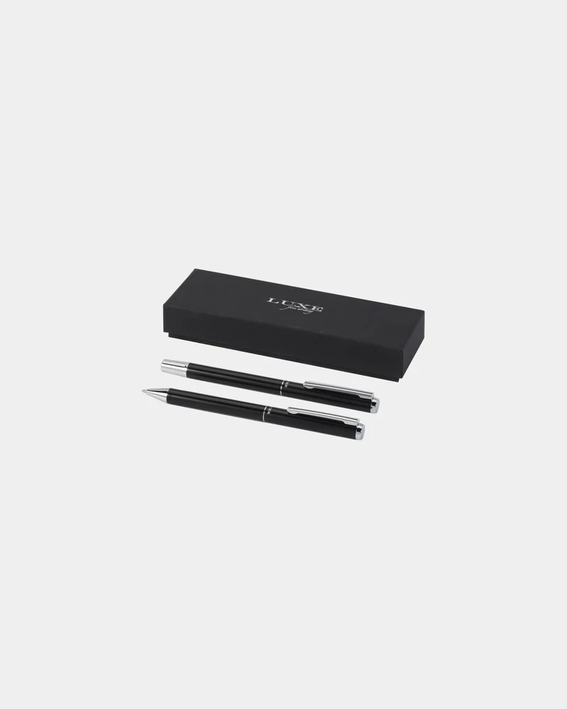 Ensemble-cadeau stylo bille et roller aluminium recyclé à personnaliser
