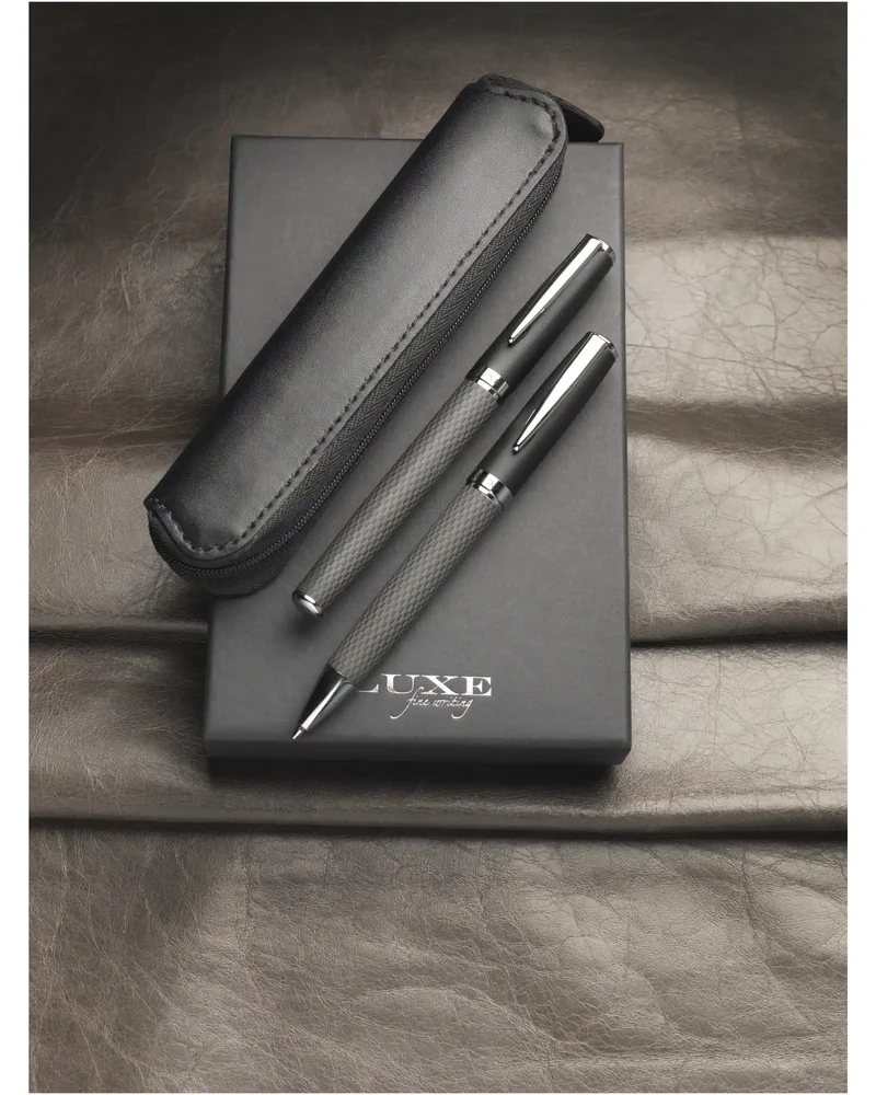 Parure de stylos métal éco LUXE Carbon à personnaliser