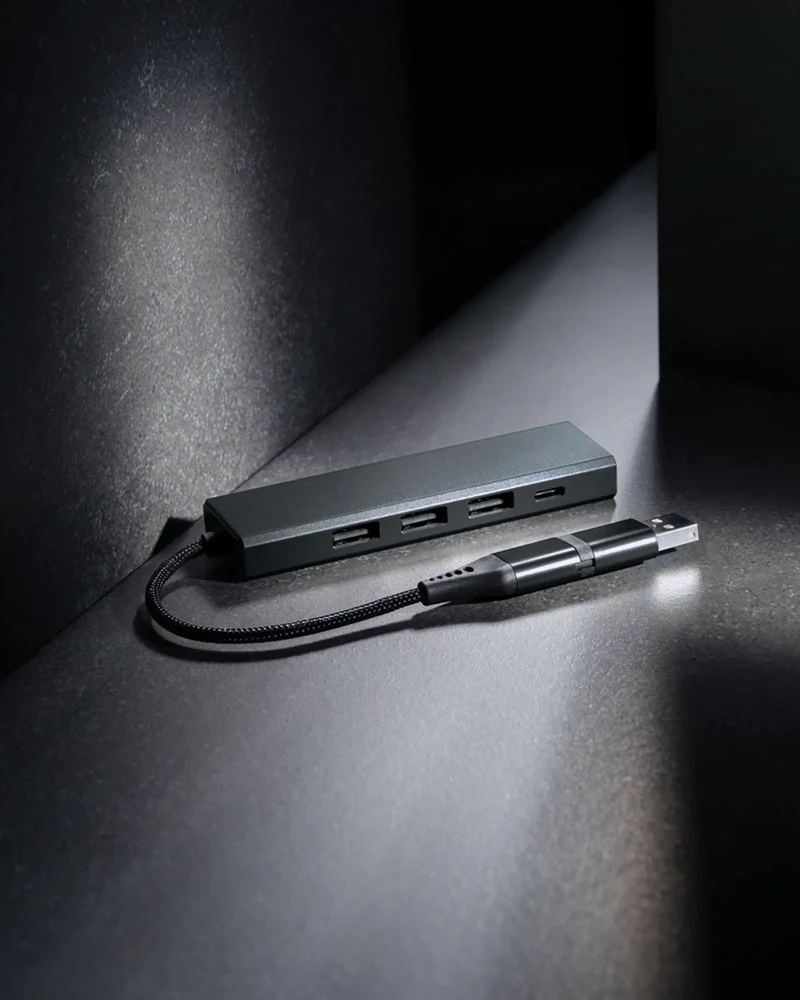 Hub USB aluminium recyclé 3 ports à personnaliser