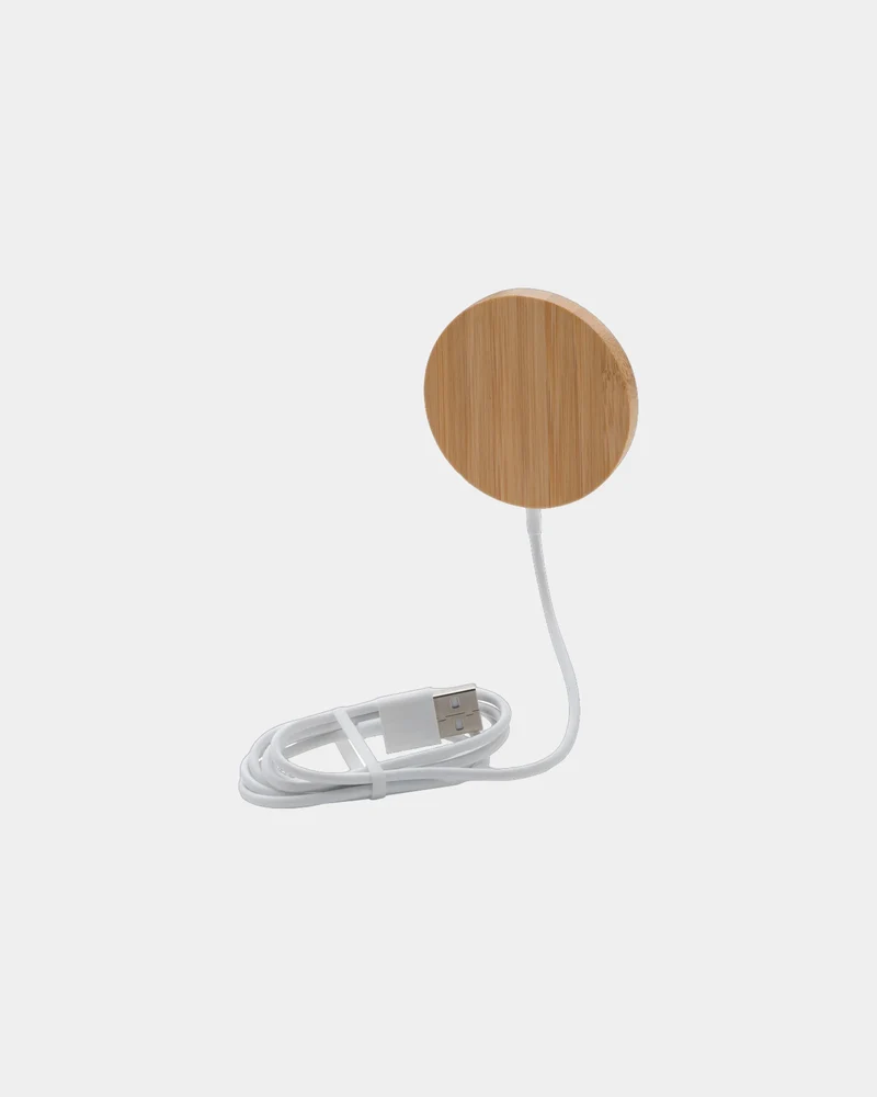 Chargeur magnétique sans fil en bambou 10W à personnaliser