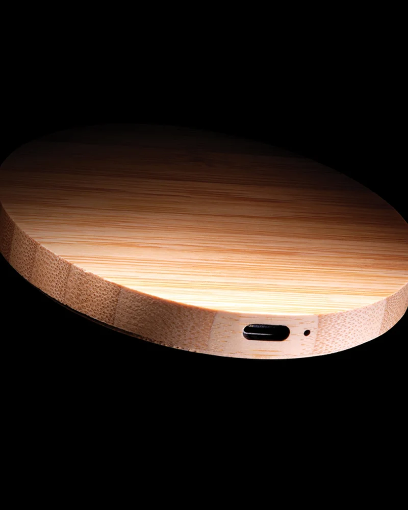 Chargeur sans fil 15W en bambou à personnaliser