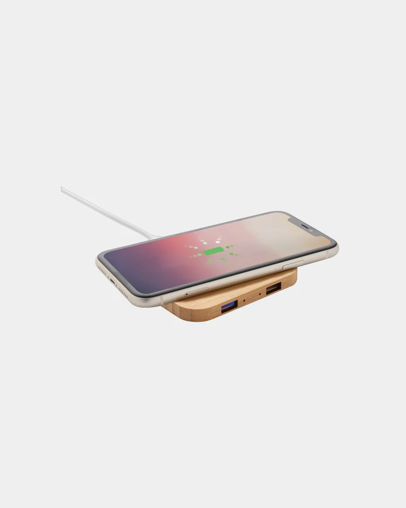 Chargeur sans fil bambou 5W à personnaliser