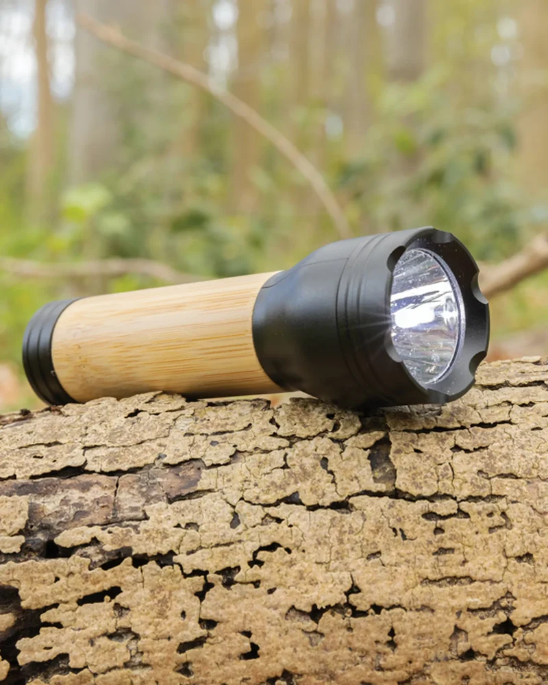 Lampe torche ABS recyclé et bambou 1W à personnaliser