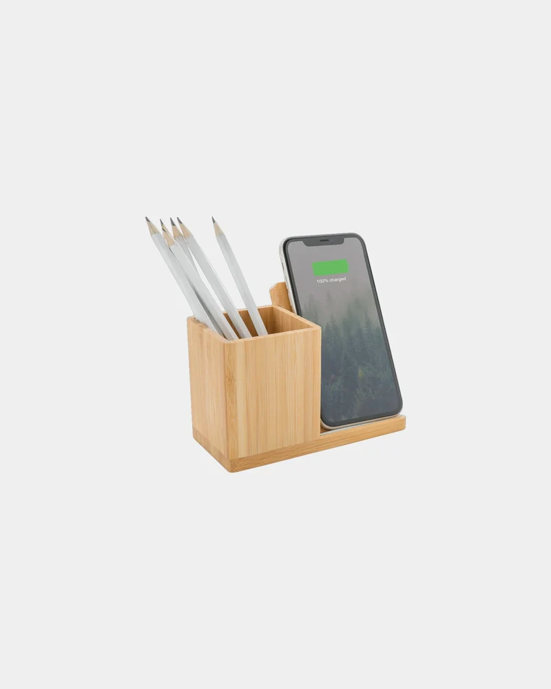 Chargeur sans fil 10W en bambou à personnaliser