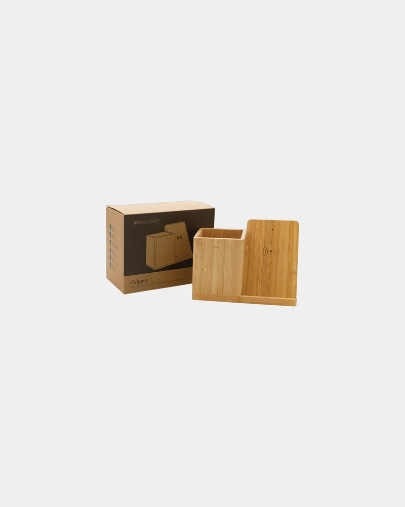 Chargeur sans fil 10W en bambou à personnaliser