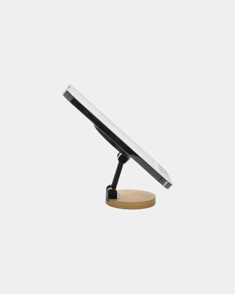 Support téléphone en ABS recyclé et bambou à personnaliser