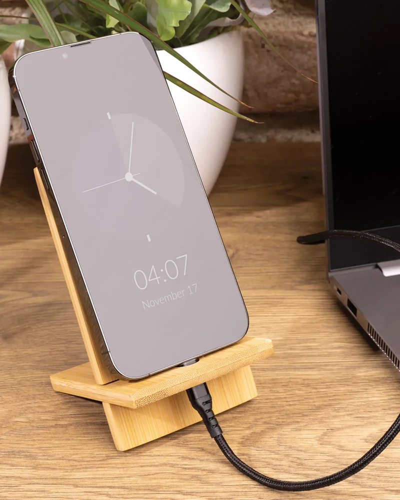 Support téléphone en bambou à personnaliser