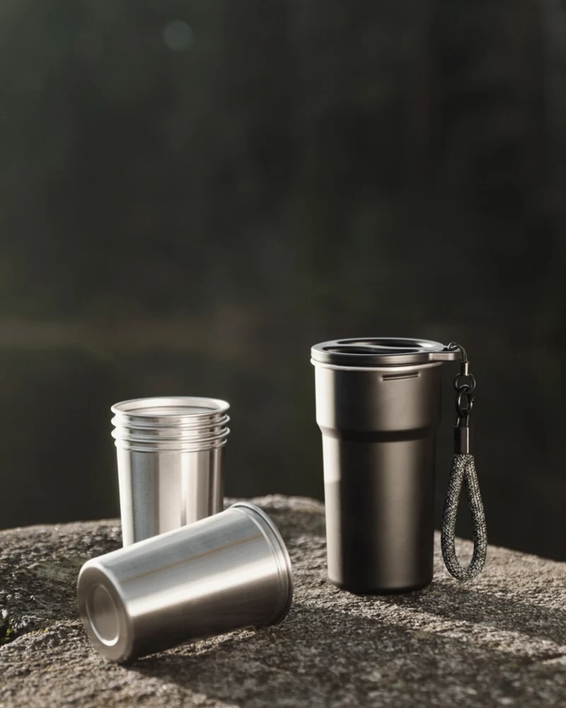 Set de 4 tasses inox recyclé Vinga 250ml à personnaliser