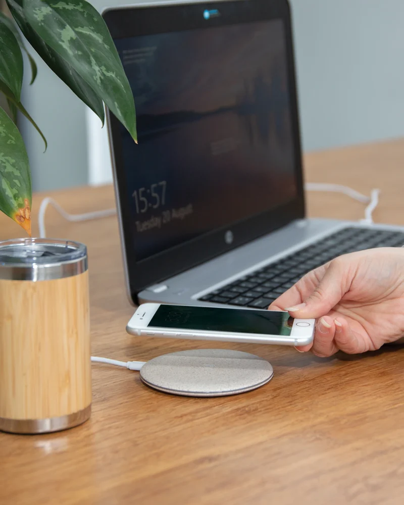 Chargeur à induction 5W en fibre de paille à personnaliser