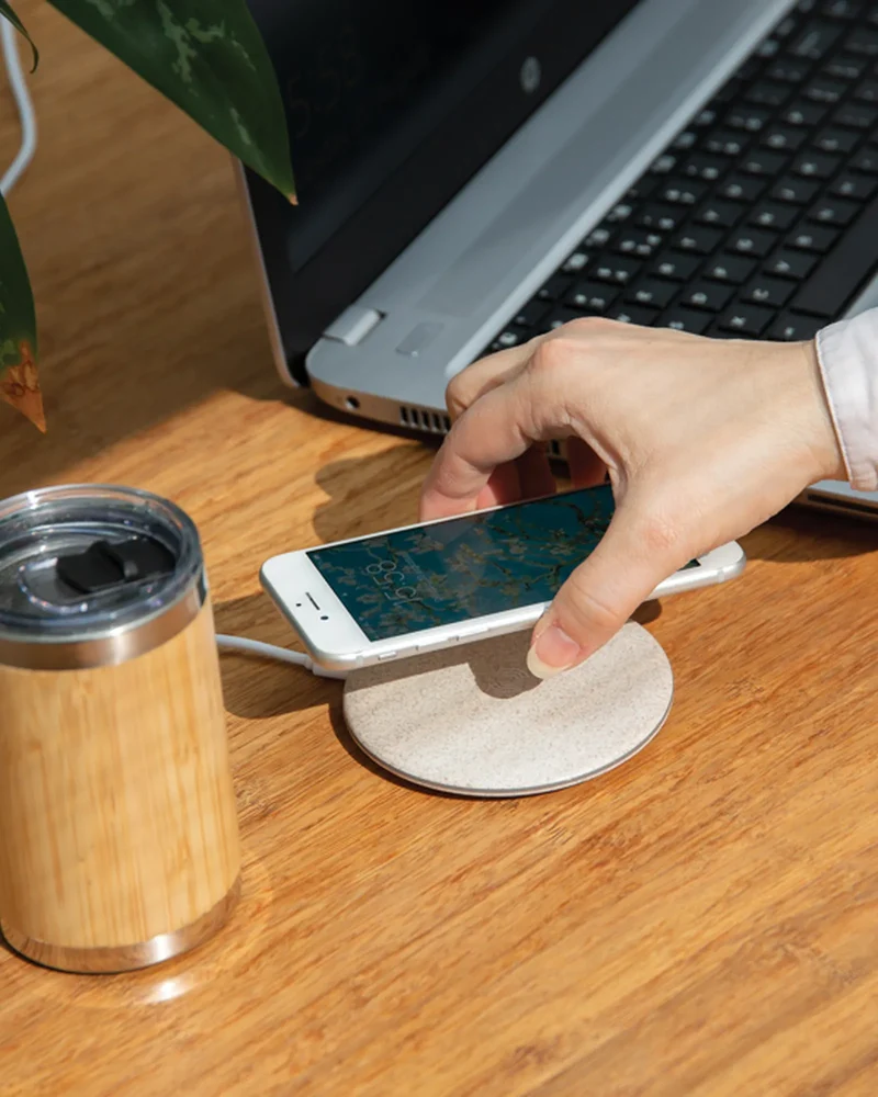 Chargeur à induction 5W en fibre de paille à personnaliser