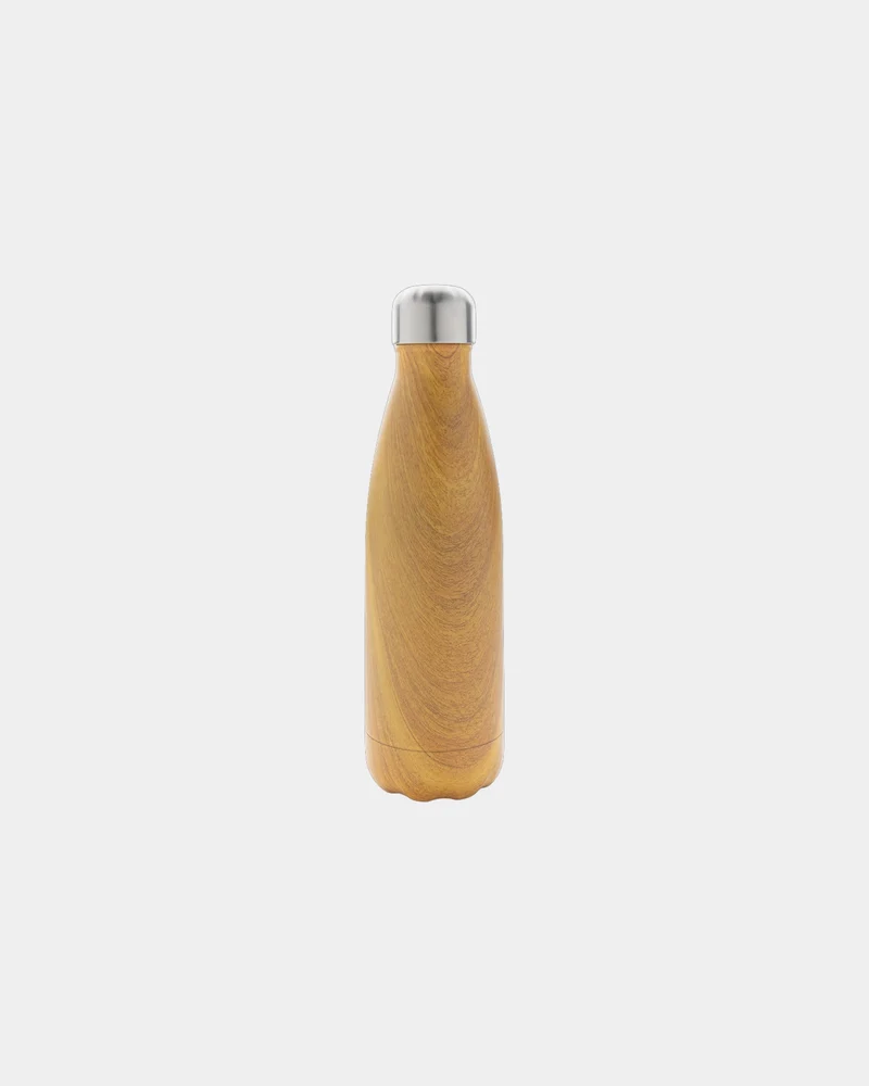 Bouteille isotherme acier effet bois 500ml à personnaliser