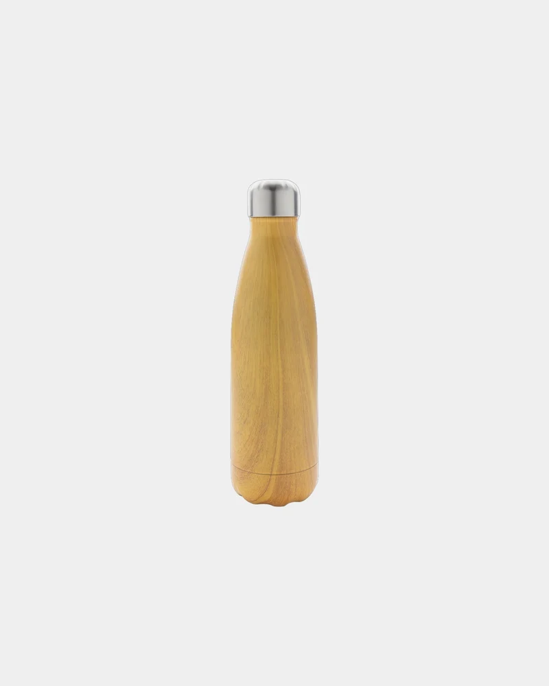 Bouteille isotherme acier effet bois 500ml à personnaliser