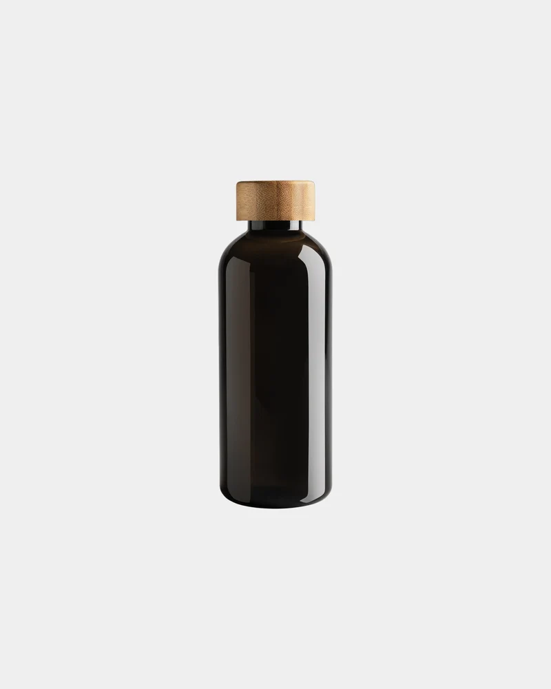 Bouteille rPET 600ml avec couvercle en bambou à personnaliser