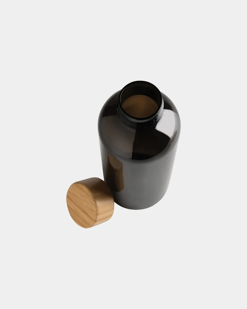 Bouteille rPET 600ml avec couvercle en bambou à personnaliser
