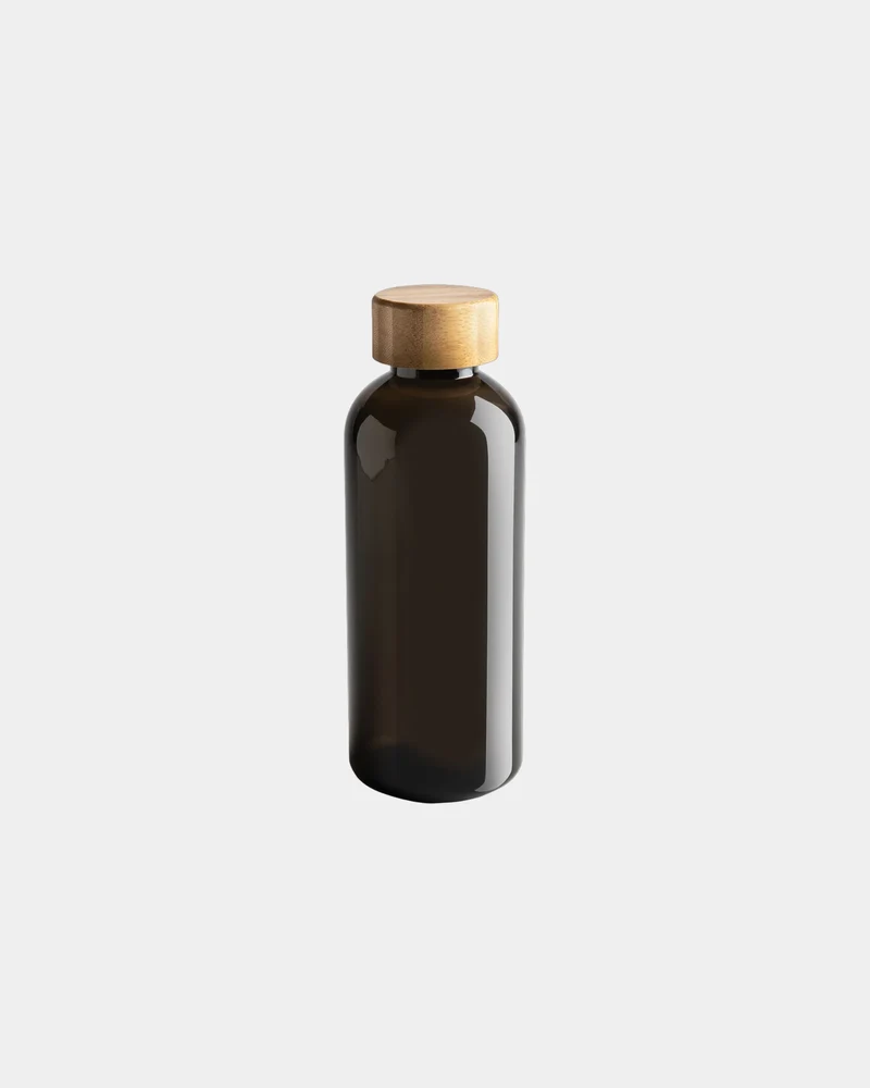 Bouteille rPET 600ml avec couvercle en bambou à personnaliser