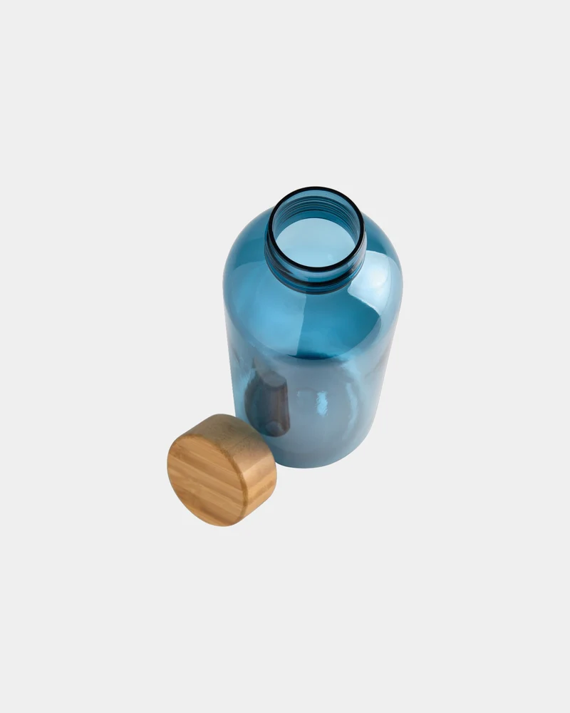 Bouteille rPET 600ml avec couvercle en bambou à personnaliser