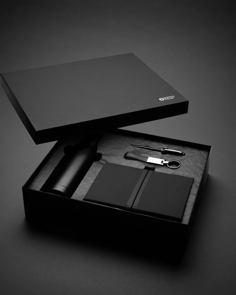 Set cadeau d'affaires luxe avec bouteille à personnaliser