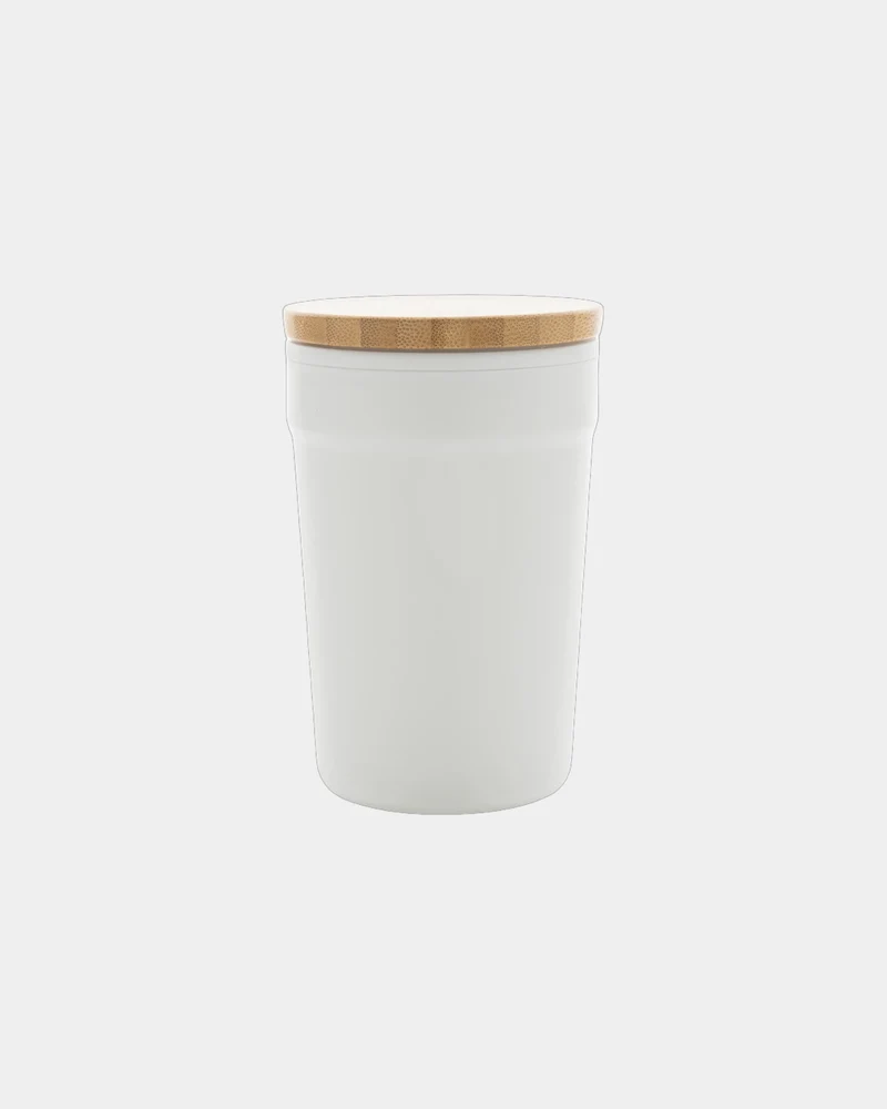Mug 300ml PP recyclé GRS avec couvercle en bambou à personnaliser
