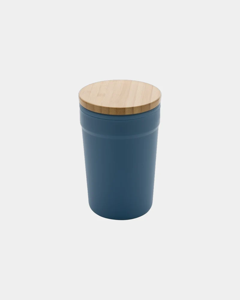 Mug 300ml PP recyclé GRS avec couvercle en bambou à personnaliser